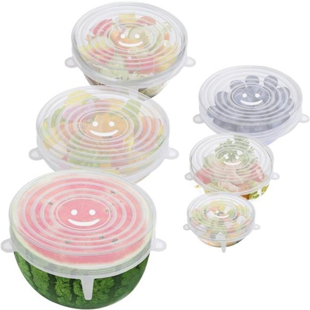 6-Pack Reusable Silicone Stretch Lids – BPA-Free, Food Grade Covers in 6 Sizes
